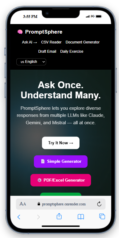 PromptSphere Mobile Screenshot